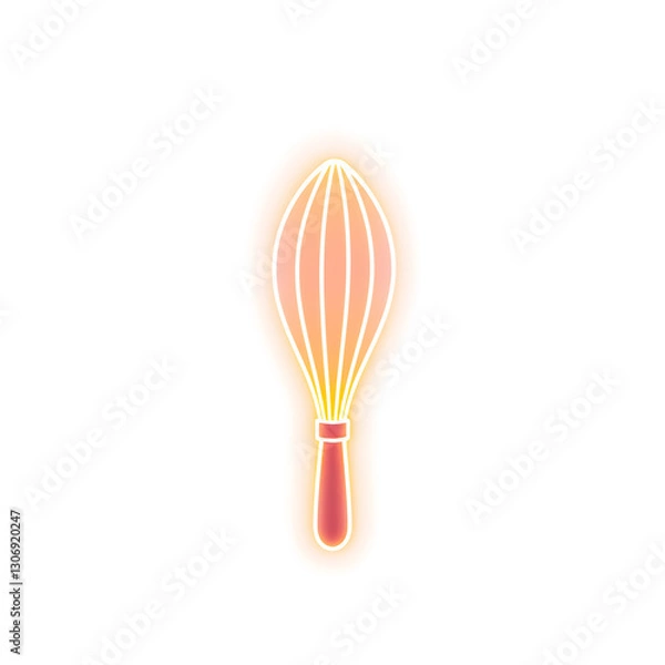 Fototapeta Baker whisk holographic 3D icon. neon symbol vector illustration isolated on white background. Generative AI