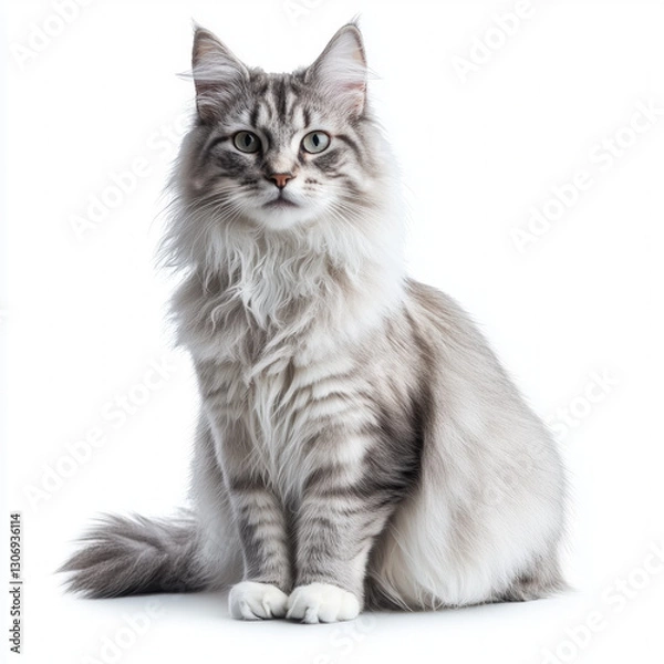 Fototapeta fluffy cat isolated
