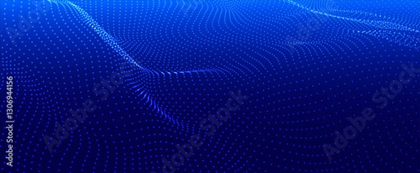 Fototapeta Futuristic dot wave. Abstract digital particle wave. Technology background. Colored musical wave. Light background. Digital background with smooth, wavy curves. 3D rendering.