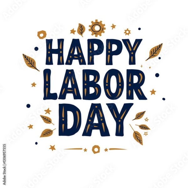 Fototapeta Happy labor Day typography design. Vector greeting card.
