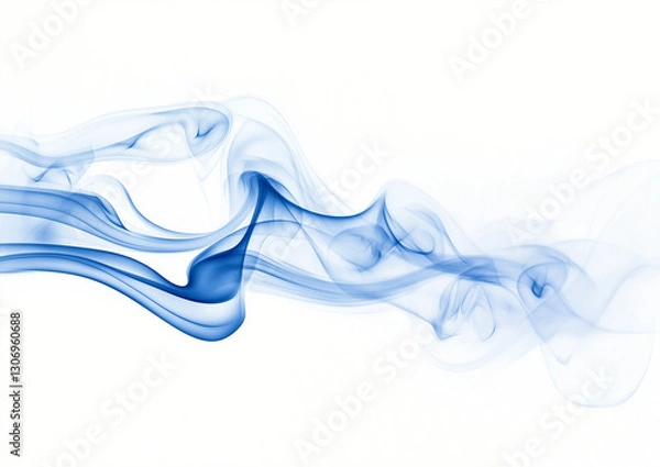Obraz 35 Blue smoke on a white background, the smoke forming the shape of an animal with a long tail, the smoke floating in the air, the smoke a blue color, the smoke floating