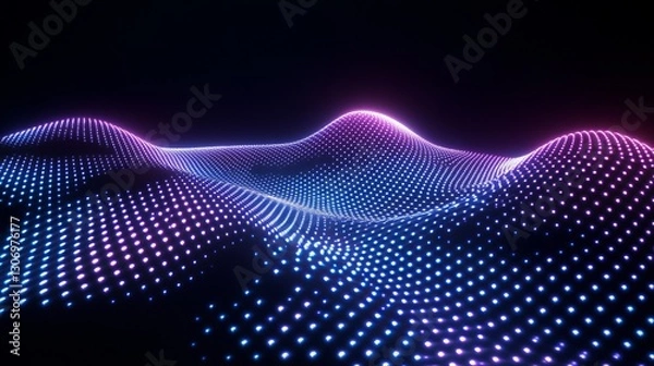 Fototapeta A neon grid with glowing points forming an abstract shape, sleek and futuristic, ultra-detailed, 8k