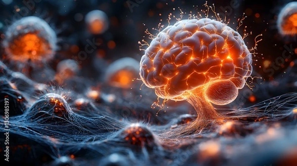 Fototapeta Exploring the ADHD Brain: An Energetic Visualization of Neural Pathways and Unique Neurological Features