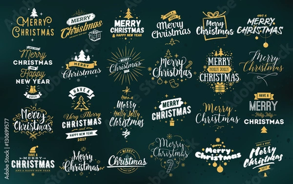 Obraz Merry Christmas typographic emblems set.