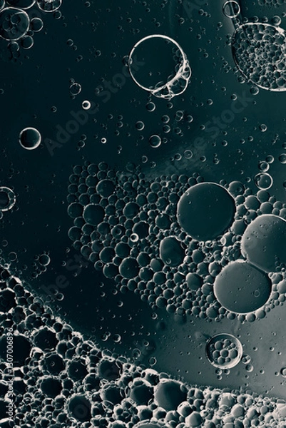 Fototapeta gas bubbles in clear liquid, abstract science background