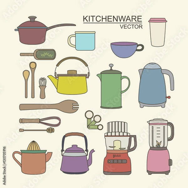 Fototapeta Kitchenware coffee and tea set