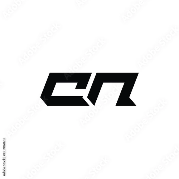 Fototapeta CN monogram logo design letter text name symbol monochrome logotype alphabet character simple logo