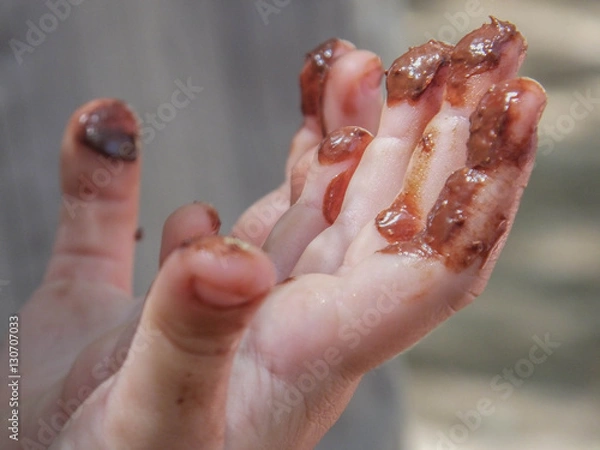 Fototapeta hands with chocolate