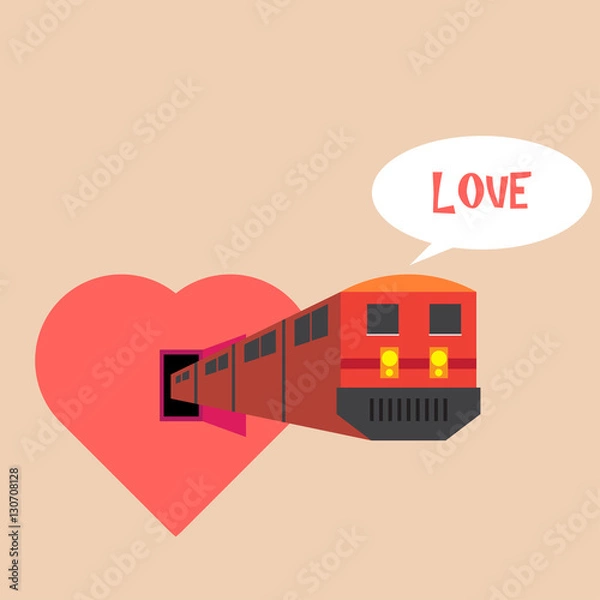 Obraz vector illustration of train heart and love