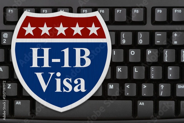 Fototapeta H1b visa sign on a computer keyboard