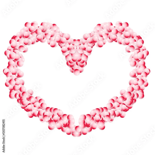 Fototapeta heart made of pink rose petals,heart made of pink roses,heart made of petals of rose,Message frame