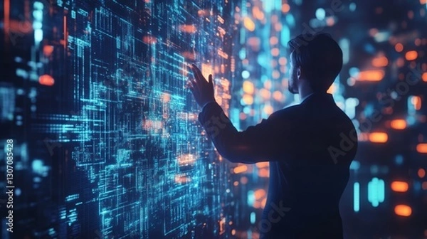 Fototapeta Digital transformation conceptual for next generation technology.