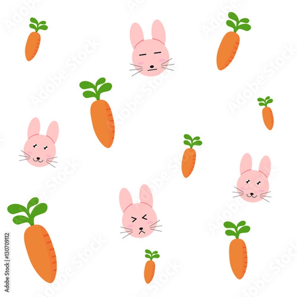 Obraz vector illustration of cute cartoon rabbit and carrot