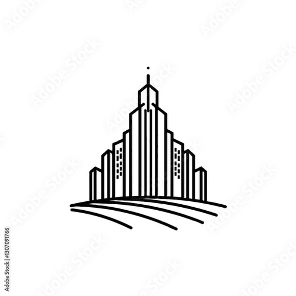 Fototapeta Minimalist Outline of a Modern Urban Building Skyline with Lines