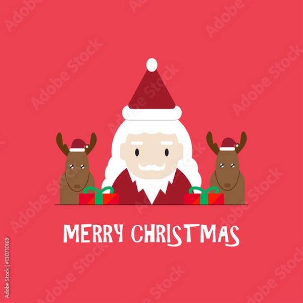 Obraz vector illustration of cute cartoon santa claus and christmas concept