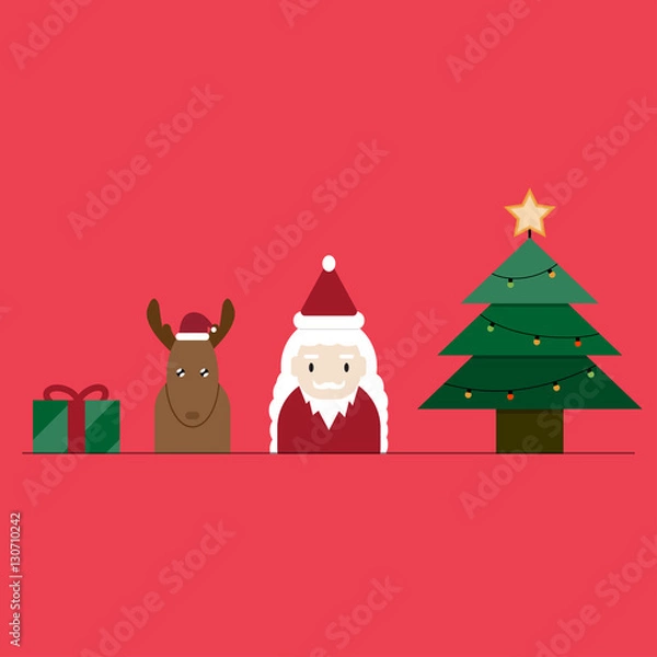 Obraz vector illustration of cute cartoon santa claus and christmas concept