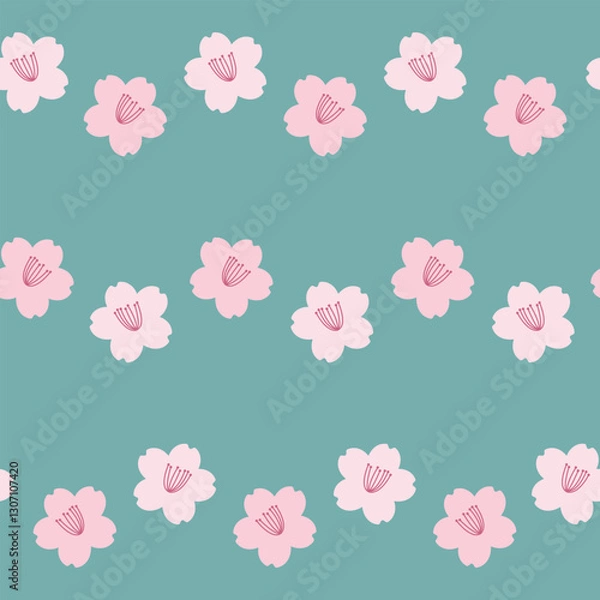 Fototapeta かわいい桜の花シームレスパターン