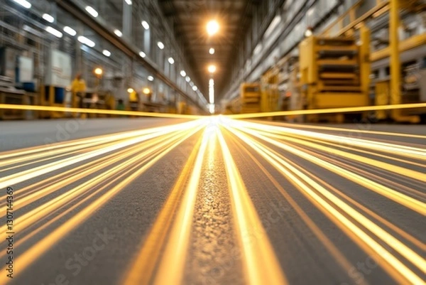 Fototapeta Dynamic motion in a vibrant factory setting.