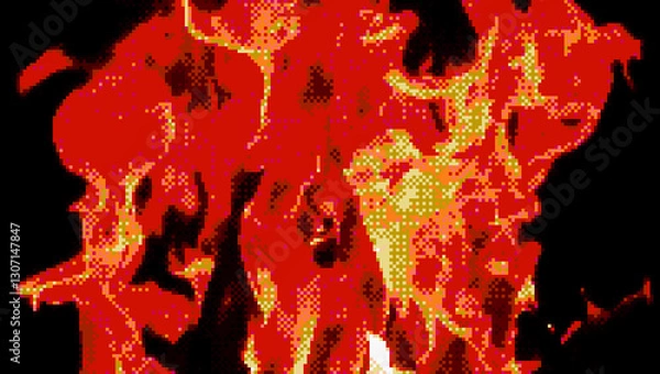 Fototapeta Fire Halftone Pixelated Abstract Flow