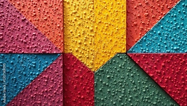 Fototapeta Patrones geom?tricos en una pared de madera tallada, alfombrillas, patrones