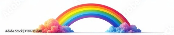 Fototapeta Vibrant arched rainbow swirl on white background, twist, bright