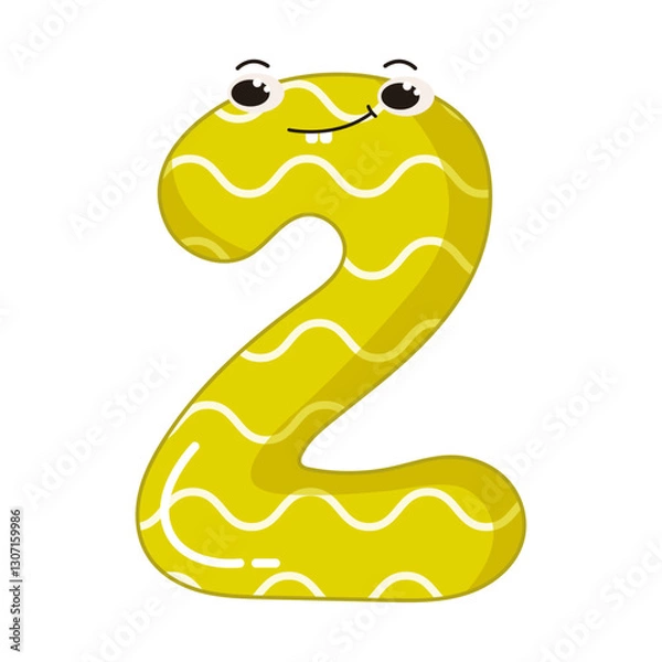 Fototapeta Vector illustration of colorful number two with eyes for children