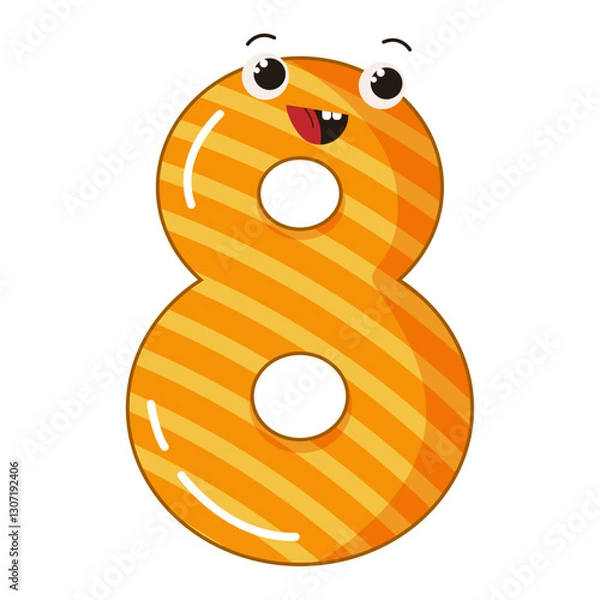 Fototapeta Vector illustration of colorful number eight with eyes for children

