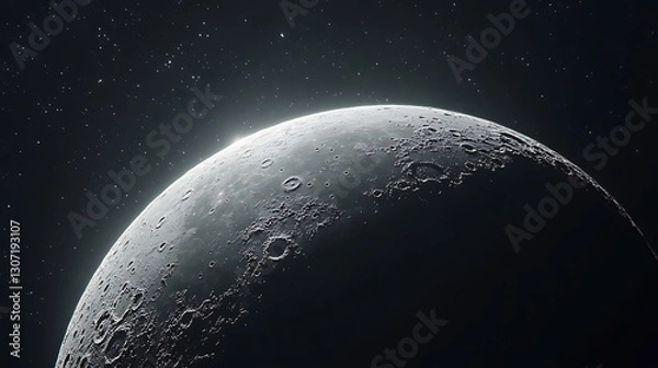Fototapeta An illuminated view of the grey moon in a night sky
