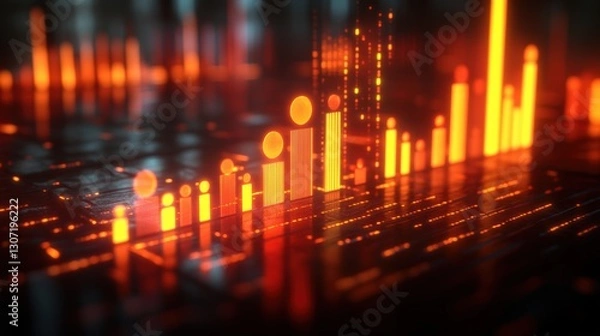 Fototapeta Data-Driven Audience Profiling in Business Analytics Stylized Human Icons on Financial Chart Background