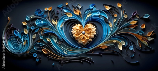 Fototapeta quilling paper broken heart, ai generative