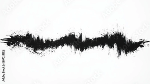 Fototapeta Black ink splatter with grass silhouette in a grunge vector design