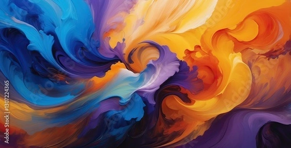 Fototapeta Vibrant swirling colors create an abstract artwork showcasing movement and emotion in a vivid display