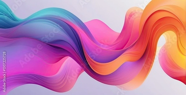 Fototapeta Vibrant abstract waves of color flow across a smooth background, created by ai generated