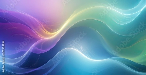 Fototapeta Abstract wave patterns in vibrant colors create a mesmerizing visual effect in a serene environment, created by ai generated