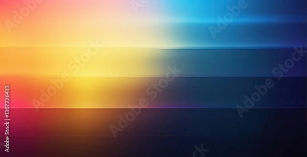Fototapeta Colorful abstract gradient blending shades of blue, yellow, pink, and purple in a smooth transition across the canvas, created by ai generated
