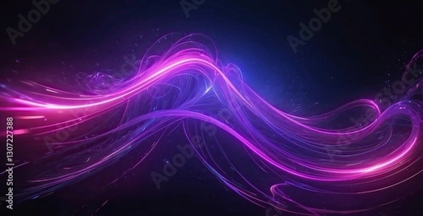 Fototapeta Colorful light trails create a vibrant abstract pattern against a dark background, created by ai generated