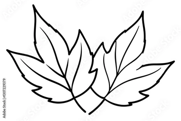 Obraz Autumn Leaves Line Art Illustration – Minimal Fall Foliage Design

