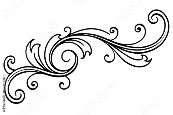 Obraz Intricate Baroque Swirl Vector Design for Elegant Decorative Projects

