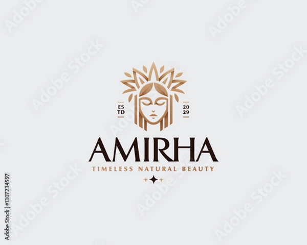 Fototapeta Luxury elegant queen crown logo brand for cosmetics, hotel, jewelry business company