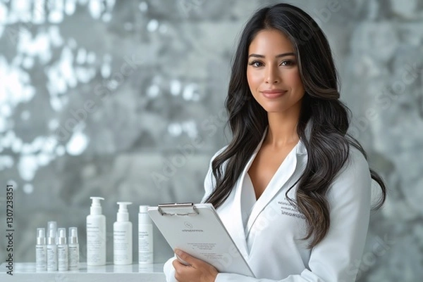 Obraz Skincare consultation event spa center professional portrait clean environment close-up beauty insights