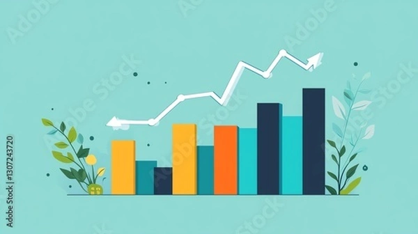 Fototapeta Colorful data visualization with growth trend.