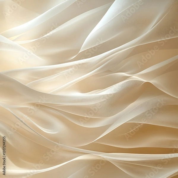Fototapeta Elegant Draped Fabric, Soft Light, Beige Texture
