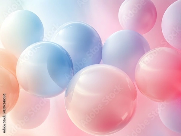 Fototapeta Soft bubble texture with pastel tones, simplistic and elegant, round shapes, clean design, minimal wallpaper for serene atmosphere