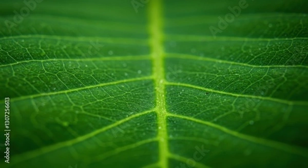 Fototapeta Close-up of a vibrant green leaf showcasing intricate vein patterns and textures (1)