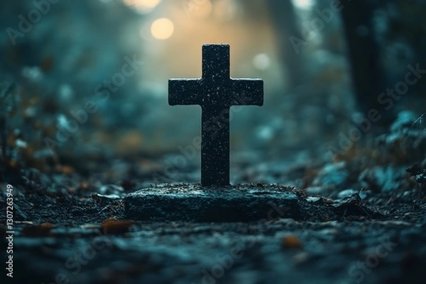 Fototapeta Blurry backdrop with a cross on it. Generative Ai