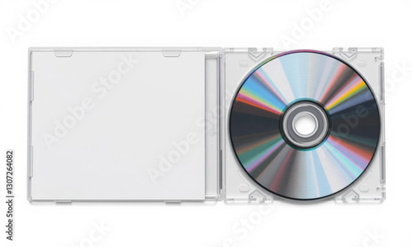 Fototapeta clear CD jewel case with disc inside, showcasing modern design. Perfect for music or data storage