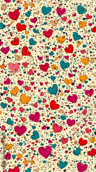 Fototapeta Colorful hearts pattern, love, background, design
