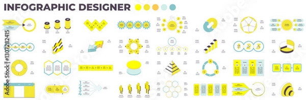 Fototapeta Pie chart collection. Charts for infographics, presentations, business visualization. Vector infographic templates.