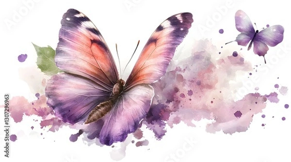 Fototapeta A breathtakingly detailed purple butterfly its delicate features and luminous colors creating a sense of wonder with intricately patterned wings that exude elegance and charm