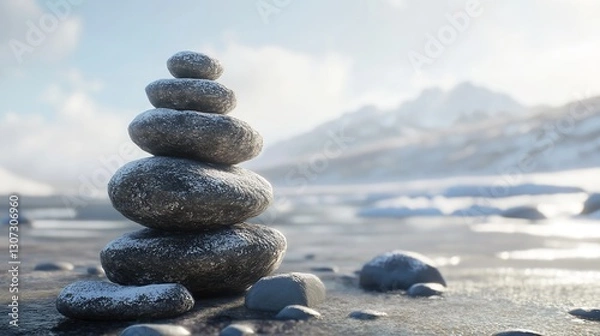 Fototapeta Stack of ice on the shore